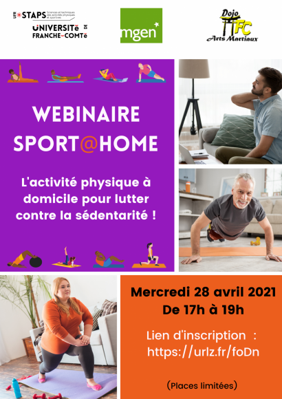 Webinaire Sport@home : l'activité physique à domicile pour lutter contre la sédentarité