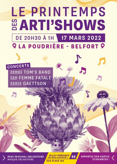 Soirée du Printemps des Artishows 17 mars à la Poudrière de Belfort avec l'association Anim'Toi de l'IUT de Belfort-Montbéliard