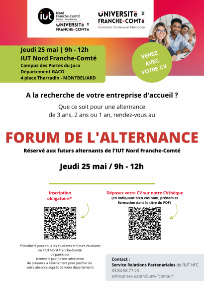 Forum de l’alternance de l’IUT Nord Franche-Comté Montbéliard 25 mai 2023