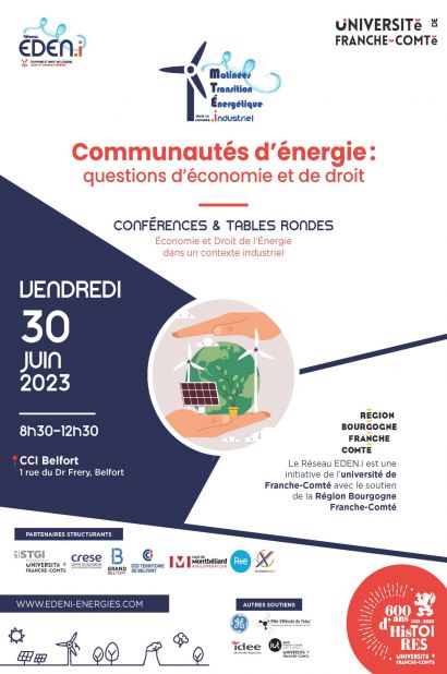 Matinées de la Transition Énergétique dans un contexte industriel - 30 juin 2023 :  Communautés d’énergie : questions d’économie et de droit