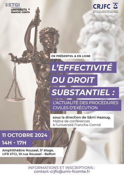 Affiche - L'effectivité du droit substantiel : l'actualité des procédures civiles d'exécution