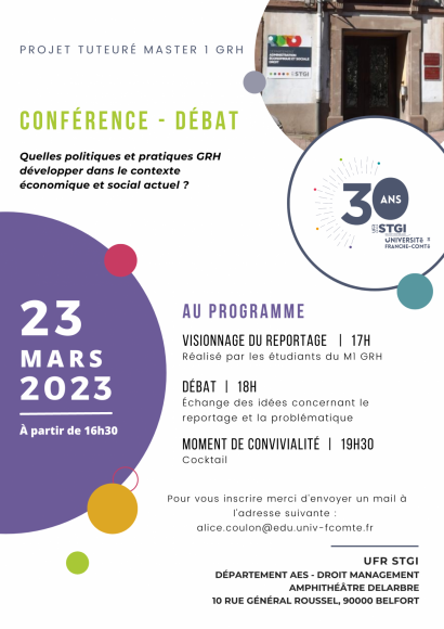 Conférence-débat - Master GRH - 23 mars 2023