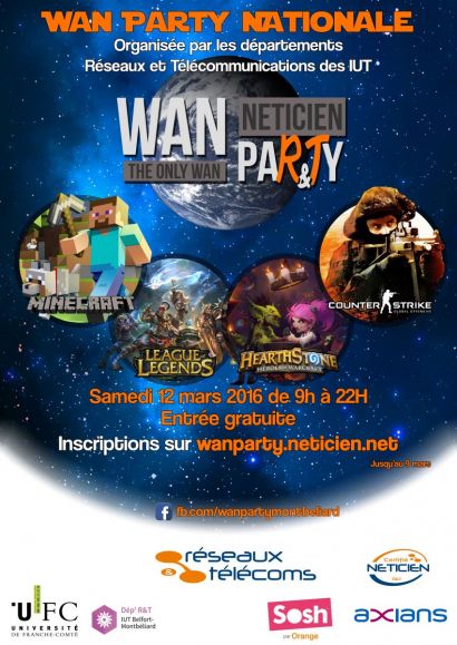 Le département Réseaux et Télécommunications de l'IUT de Belfort-Montbéliard participe à la 4ème Wan Party nationale le 12 mars 2016