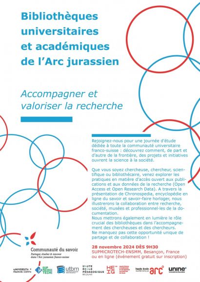 Bibliothèques universitaires et académiques de l'arc jurassien : accompagner et valoriser la recherche