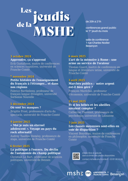 Programme des jeudis de la MSHE