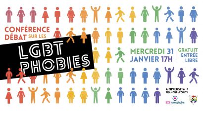 Visuel de l'affiche de la conférence sur les LGBT phobies