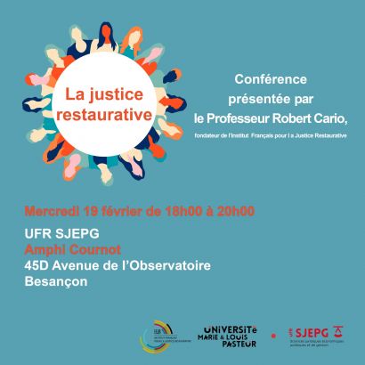 Conférence La justice restaurative, présentée par la Professeur Cario, fondateur de l'Institut Français pour la Justice Restaurative