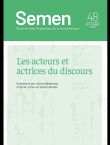 Semen 48 - Les acteurs et actrices du discours