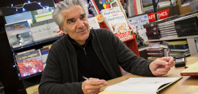 Baru pendant une séance de dédicaces à la librairie Mine de rien