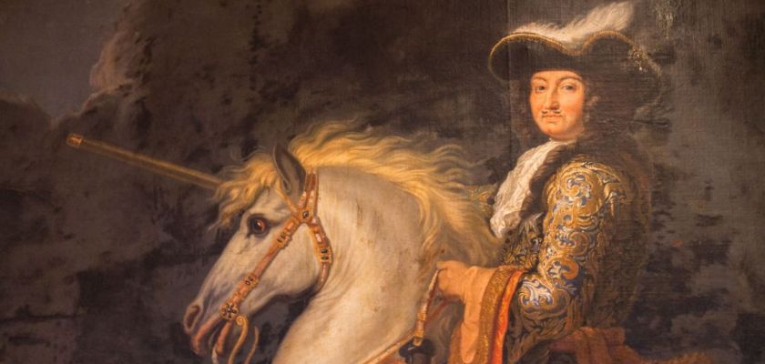 Tableau représentant Louis XIV sur un cheval.