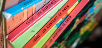 Photo d'une pile de BD de Tintin