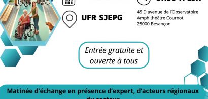 Quels parcours d'accompagnement innovants pour les personnes handicapées vieillissantes ? Matinée d'échange le 12 mars de 8h30 à 13h à l'UFR SJEPG - Amphi Cournot - Bâtiment Fourier - 45D Avenue de l'Observatoire à Besançon