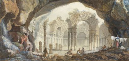 Peinture "Ruines d'un temple circulaire", de Pierre-Adrien Pâris