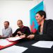 Nicolas Tordi, Bouziane Belghorzi et Anne Tatu signent une convention.